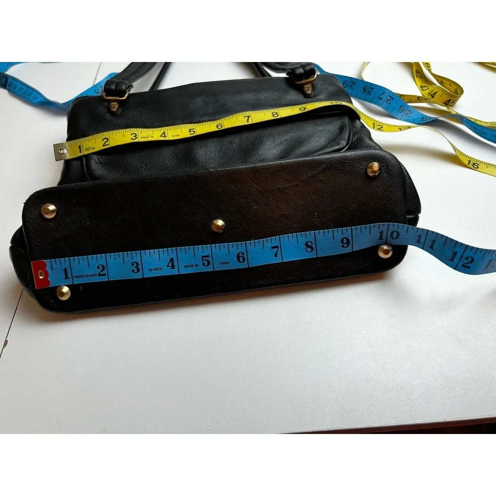 DEER WEAR BRAND Vintage Genuine Deerskin Soft Black Leather Shoulder Purse Bag